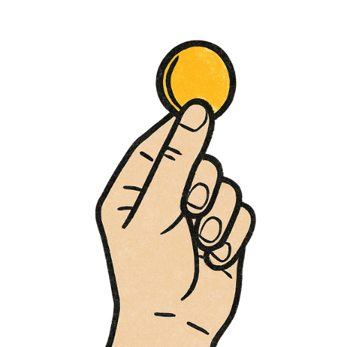 Hand holding a coin